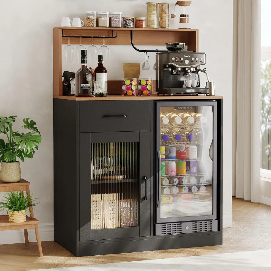 Tops - Weinbar-Schrank mit Kühlfach und oberer Vitrine