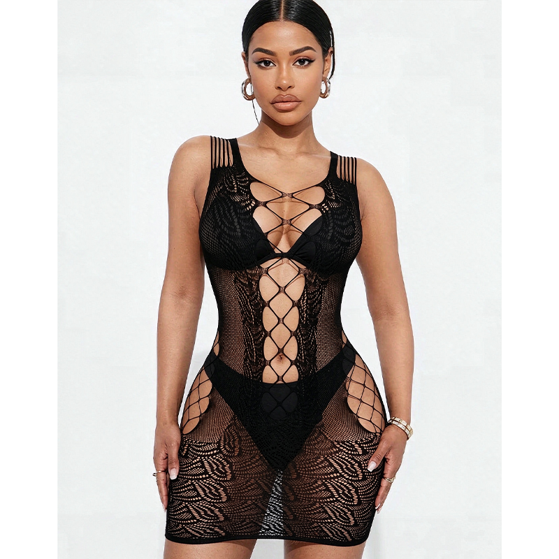 Sexy Mesh Sheer Bodycon Dress - Sexy Dessous-Nachtwäsche für Damen, durchsichtiges, figurbetontes