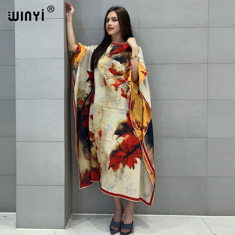 Boho Summer Beach Maxi Dress - Winyi Strand kleid hochwertige Boho-Print elegante