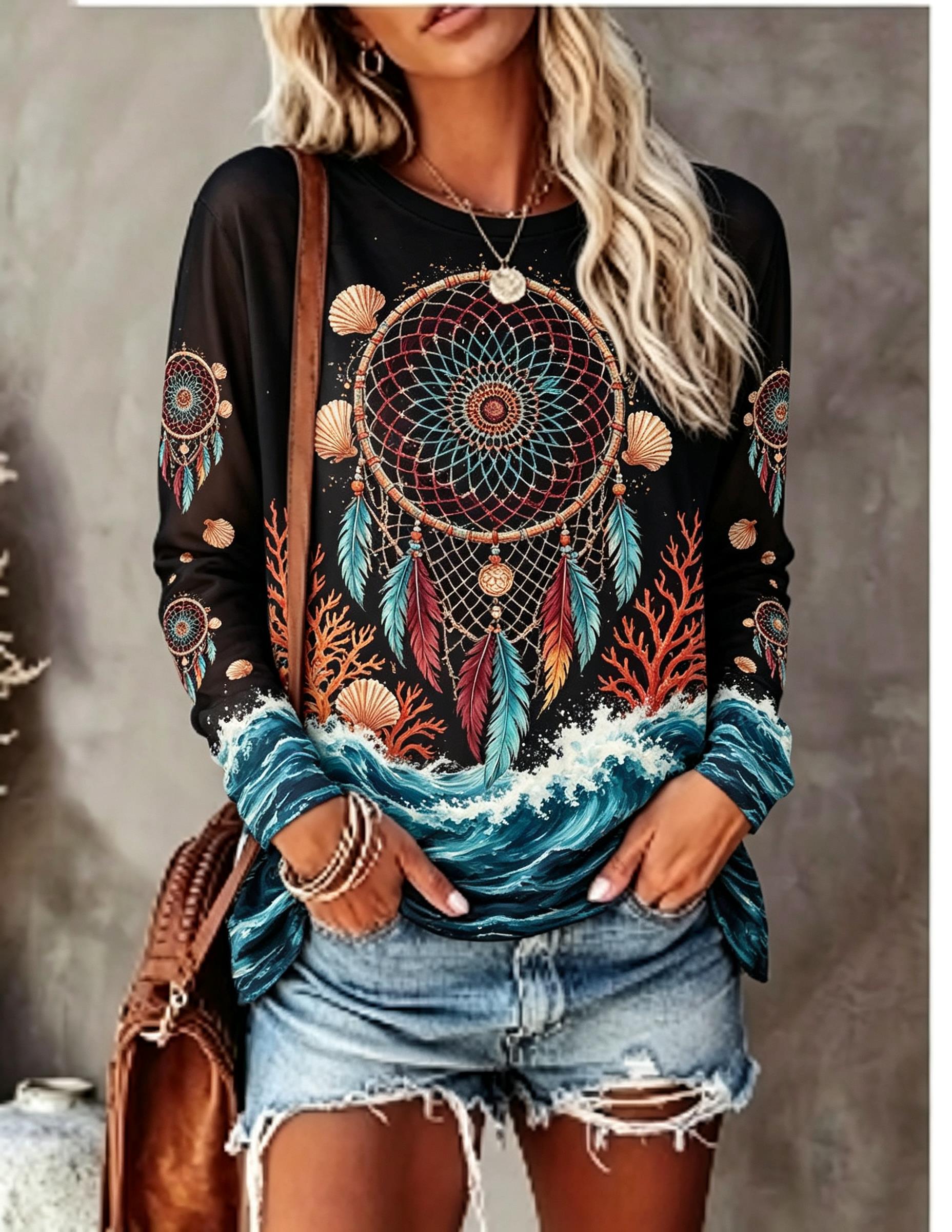 Damen-T-Shirt mit Rundhalsauss – Blouses Bewertung und Preis