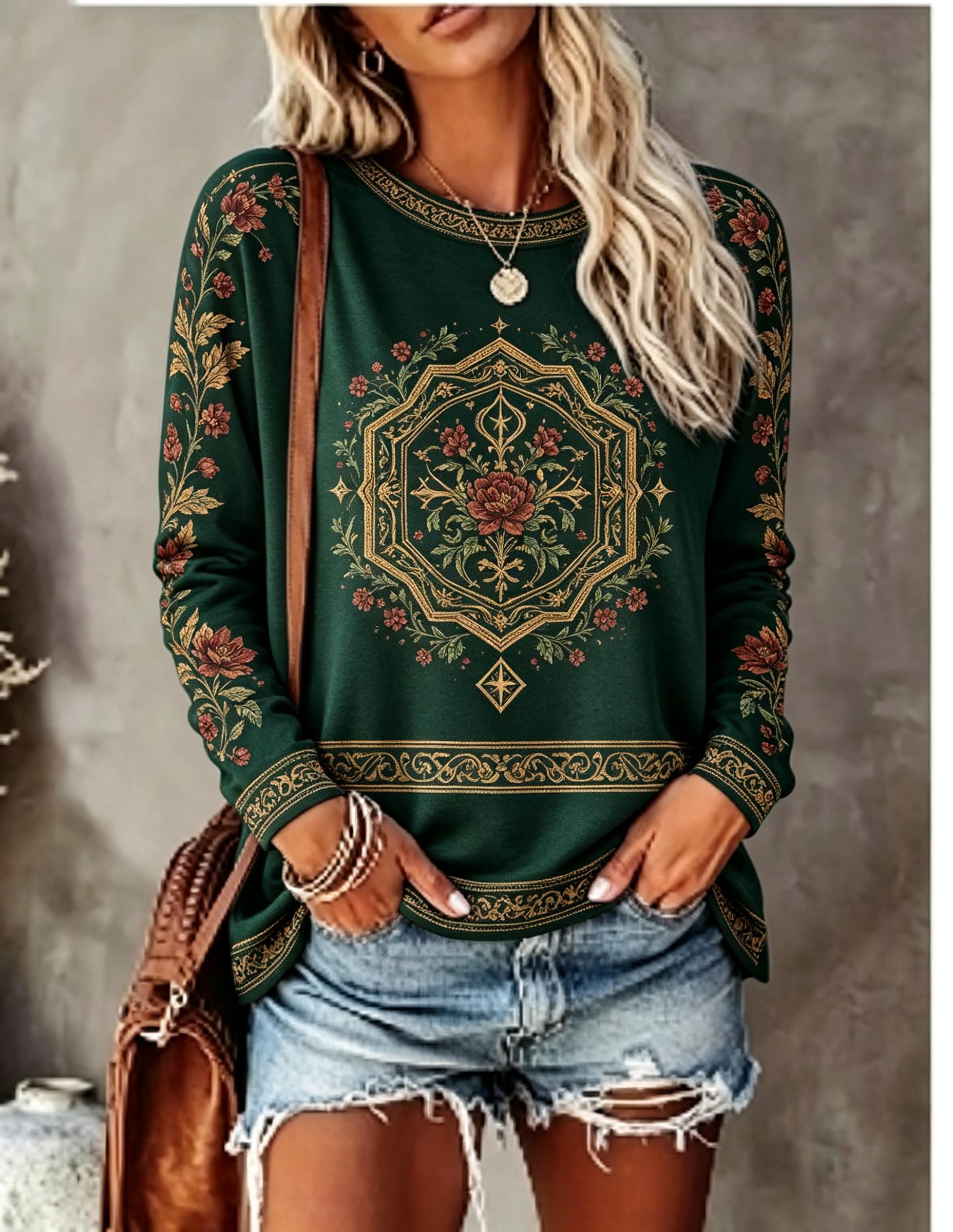 Damen-T-Shirt mit Rundhalsauss – Blouses Bewertung und Preis