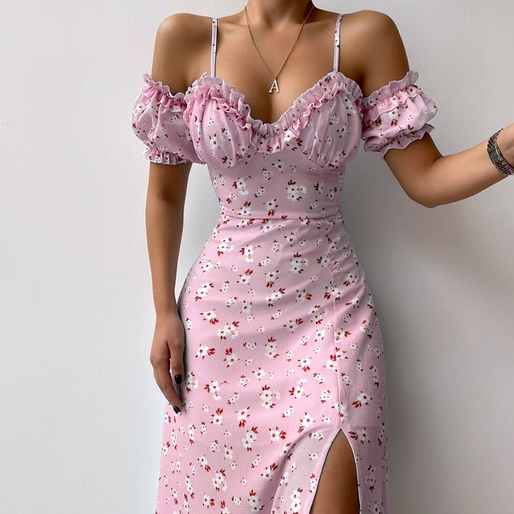 Damen Sommerkleid mit Blumenmu – French Vintage Floral Midi Dress Bewertung und Preis