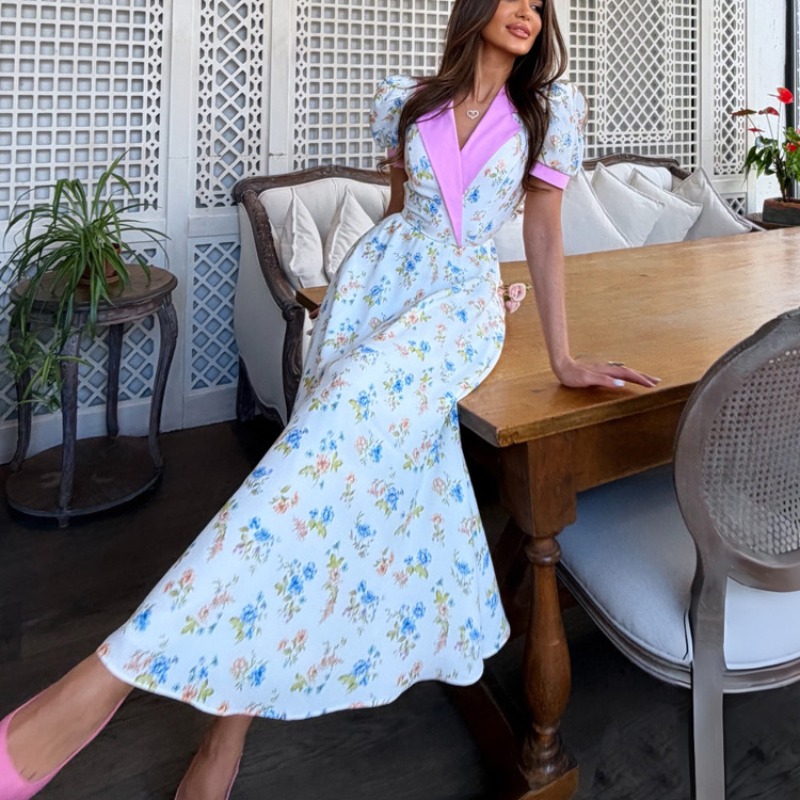 Elegantes 2026 Sommer Blumenmu – French Vintage Floral Midi Dress Bewertung und Preis