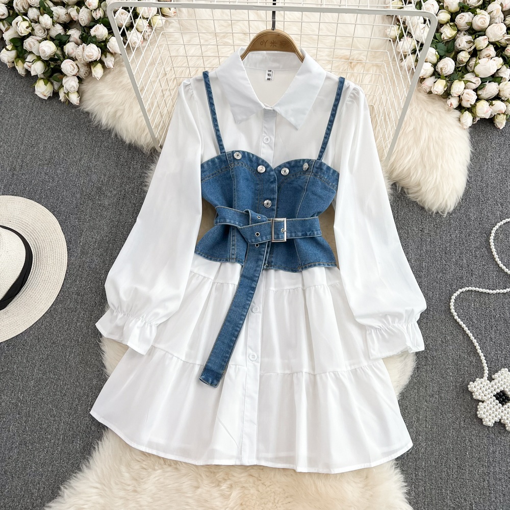 Retro-Hongkong-Stil, langärmel – Korean Style A Line Shirt Dress Bewertung und Preis