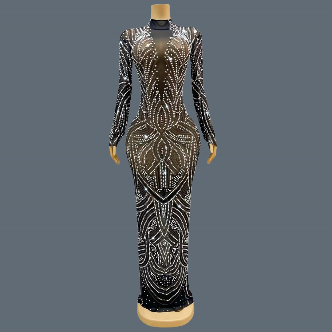 Schwarzes, neues, glitzerndes  – Sparkly Rhinestone Club Party Dress Bewertung und Preis