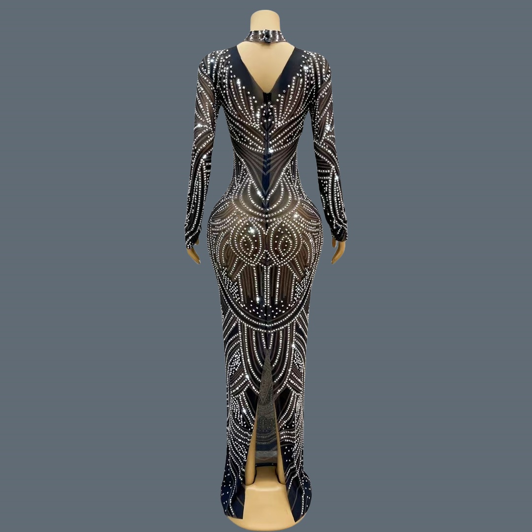 Schwarzes, neues, glitzerndes  – Sparkly Rhinestone Club Party Dress Bewertung und Preis